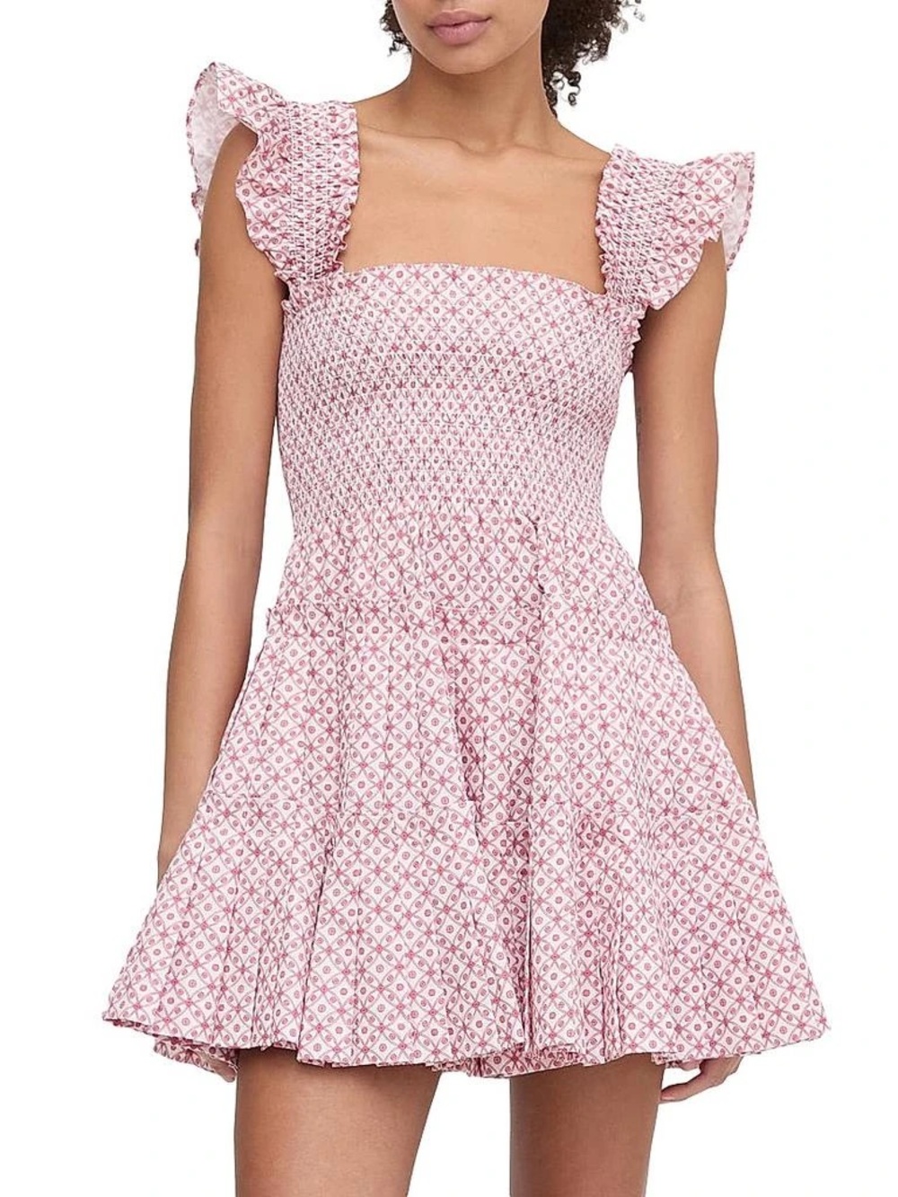 Hill House Pink Printed Smocked Mini Charlotte Nap Dress